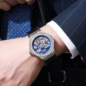 Automatic Fashion Diamond Studded Hollow Movement Mechanical Men's Watch