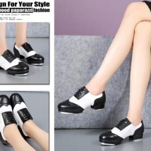 Women's Retro Top Layer Cowhide Soft Bottom Tap Dance Shoes