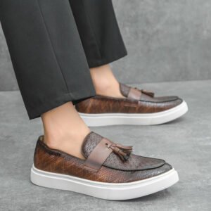 Casual Fashion Men's Plus Size Fringed Leather Shoes