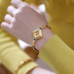 Light Luxury Temperament Gradient Diamond Anique Pocket Watch Spring Green Women's Watch