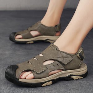 Plus Size Beach Shoes Breathable Leather Sandals For Men