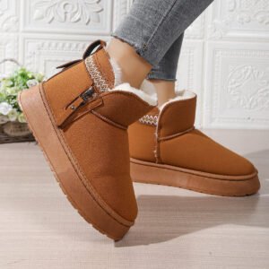 Side Zipper Thick Sole Height Increasing Snow Boots For Women