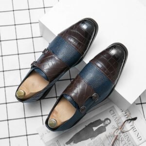 Double Buckle Plus Size Business Men's Casual Leather Shoes