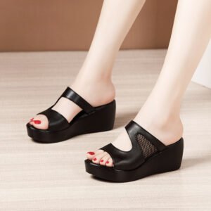 Thick Bottom Waterproof Platform Mesh Patchwork Easy Matching Wedge Sandals