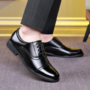 Men's Business Casual Pointed-toe Lace British Formal Wear Leather Shoes Soft Bottom