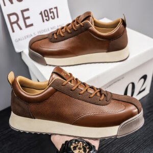 Black Work Casual Leather Shoes Low-cut