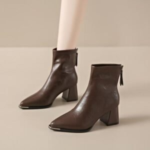 Pointed Toe Simple Fashion Chunky Heel Comfortable Retro All-matching Women's Boots