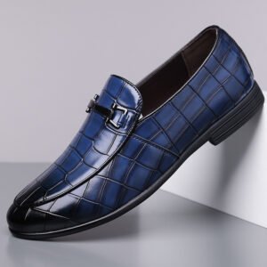Men's Plaid Light Luxury Plus Size Rubber Sole Lightweight Leather Shoes