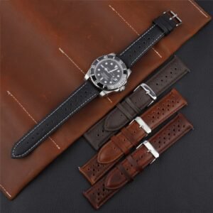Simple All-match Porous Breathable Leather Watch Strap Accessories